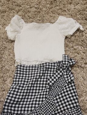 Rare Editions White Smocked Bodice Top